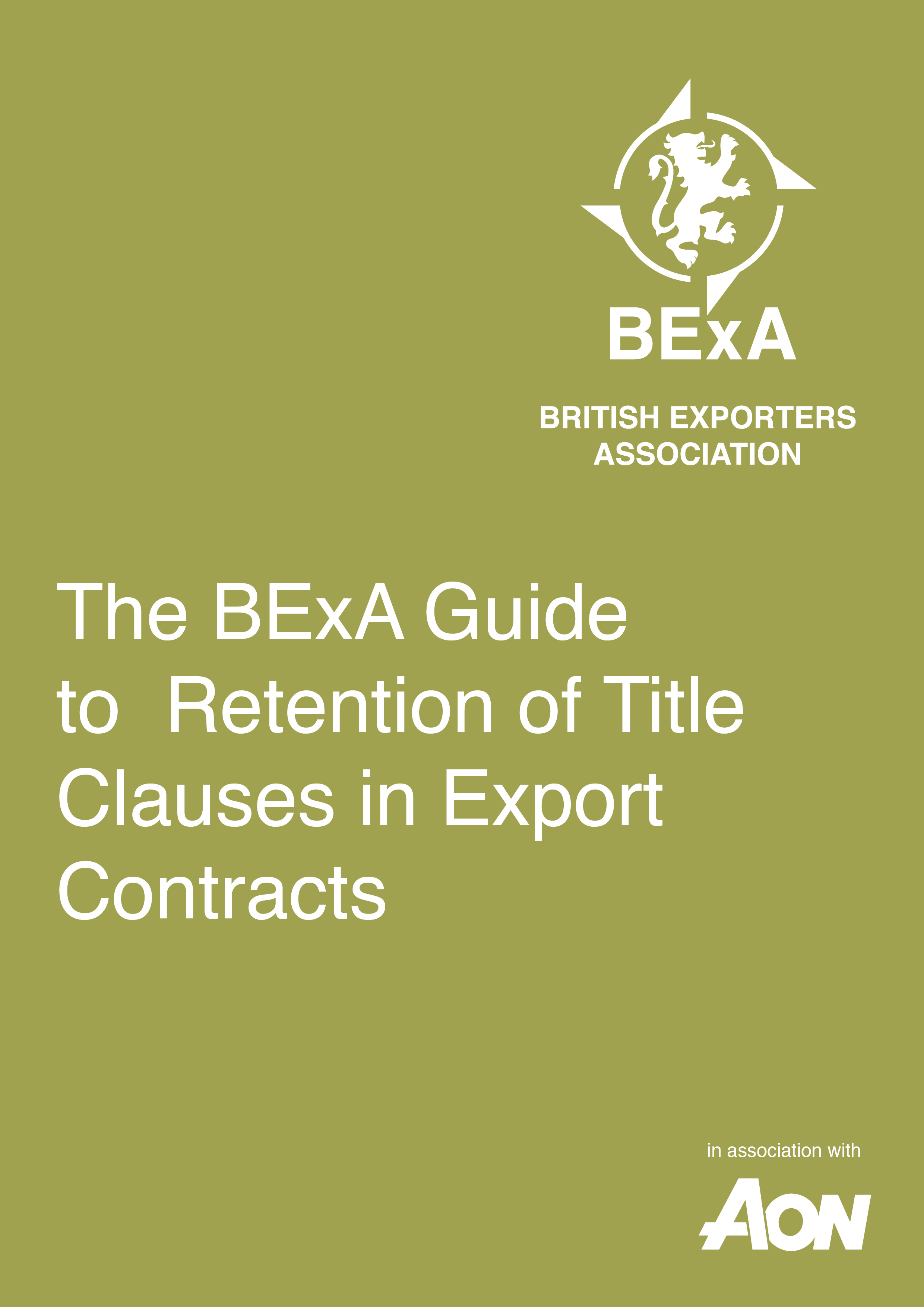 BExA Guide to the Retention of Title Clauses in Export Contracts front cover